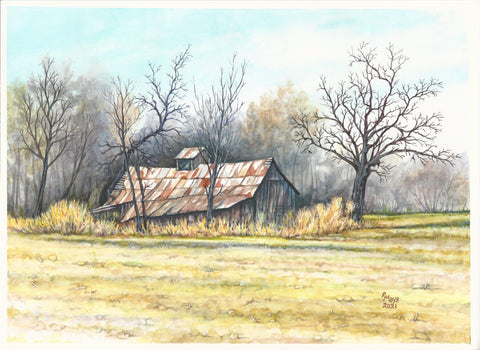 "Barn on Rose Road" Watercolor Art Print