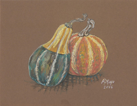 "Gourds on Brown" Art Print