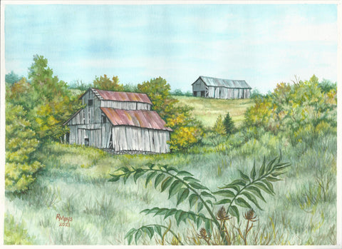 "Lancaster Barns" Watercolor Art Print
