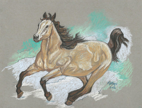 "Running Buckskin" Horse Art Print